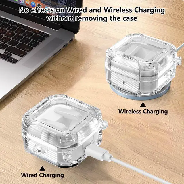 Alt view image 5 of 7 - Safety Lock for Samsung Galaxy Buds 4 Pro Case/Galaxy Buds 4 Case Clear,Cute Flexible Hybrid TPU for Galaxy Bud 4/4 Pro Cover with Phone Stand with Girly Floral Keychain&Cleaning Pen-Clear
