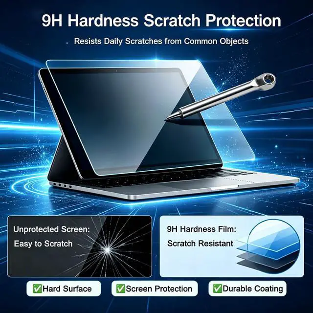 Alt view image 2 of 6 - Tempered Glass Screen Protector for Dell 15.6 Inch | Dell 15 DC15250/DC15255,Dell Pro 15 Essential PV15250/PV15255 Laptop, 9H Hardness, Scratch Resistant