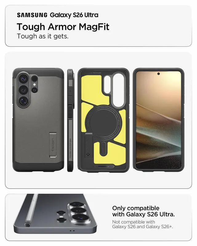 Alt view image 2 of 7 - Galaxy S26 Ultra Tough Armor Gunmetal and Galaxy Buds 4/4Pro Lock Fit