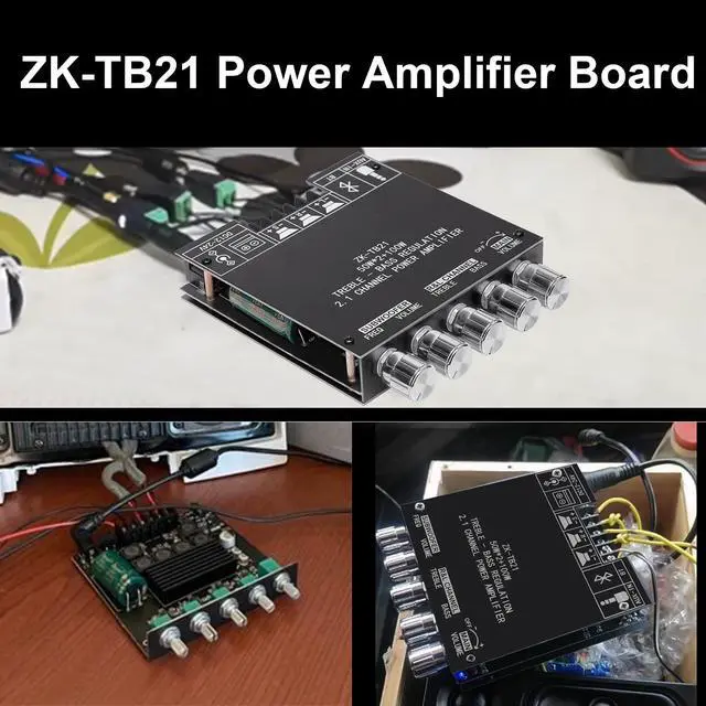 Alt view image 7 of 7 - 2PCS ZK-TB21 Bluetooth Amplifier Board,Bluetooth5.1 TPA3116 Chip with Subwoofer 2.1 Channel 50W×2+100W, DC 12-24V Bluetooth and AUX Inputs,Stereo Digital AMP for DIY Home Speakers