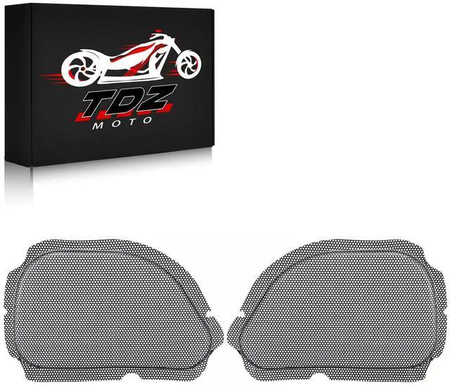 Main image of TDZ 1998-2013 Black 5 * 7" Metal Fairing Mesh Front Speaker Grills Cover Trim Replacement For Harley Road Glide FLTRReplace #77021-98B, 77022-98B