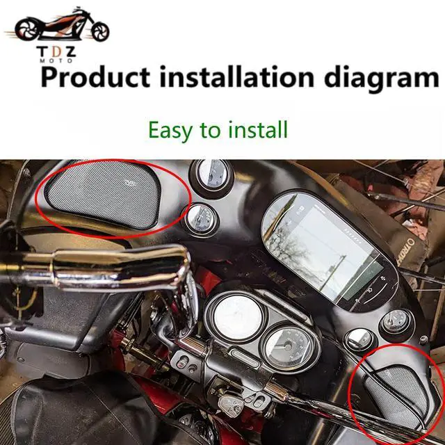 Alt view image 2 of 4 - TDZ 1998-2013 Black 5 * 7" Metal Fairing Mesh Front Speaker Grills Cover Trim Replacement For Harley Road Glide FLTRReplace #77021-98B, 77022-98B