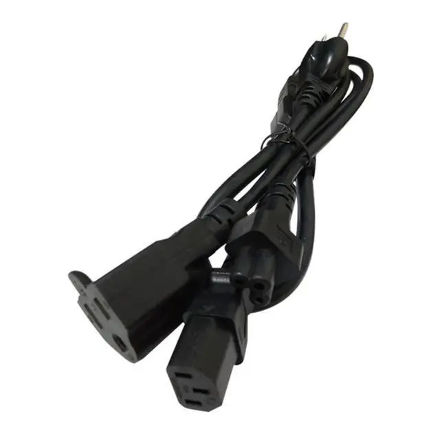 Alt view image 2 of 5 - 0.6M/2FT 3-in-1 NEMA 5-15P to C13/C5/5-15R Multifunctional AC Power Cord | 3-in-1 Y splitter cord, 16AWG main & 18AWG split wire, multi-port power equalizer for home office