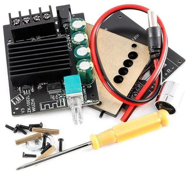 Alt view image 2 of 6 - ZK-1002L Mini Amplifier Board Bluetooth-Compatible 2X100W Digital Amplifier Module Board 2.0 Stereo with Knob Volume Switch