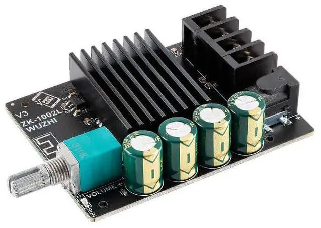 Alt view image 3 of 6 - ZK-1002L Mini Amplifier Board Bluetooth-Compatible 2X100W Digital Amplifier Module Board 2.0 Stereo with Knob Volume Switch