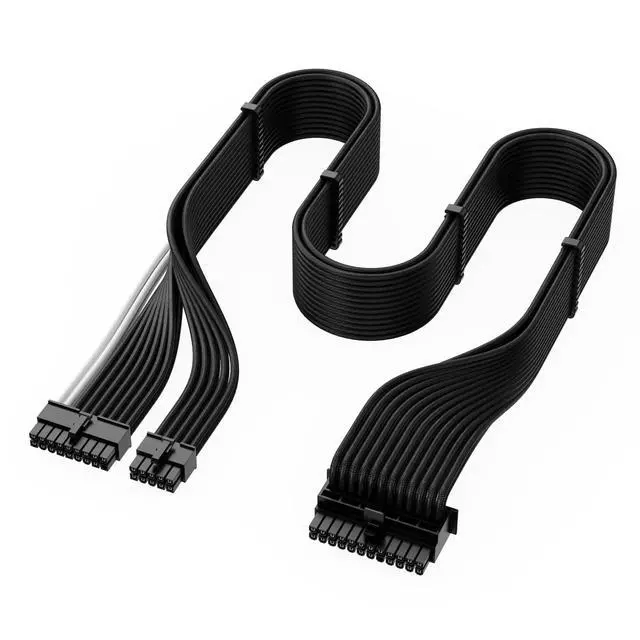 Alt view image 3 of 6 - X-Enlazar PSU Cable Kit for Thermaltake Power Supplies - 90-Degree Connectors, Individually Sleeved with Braiding & Combs, 16AWG Wire, 9-Piece Kit, Type-B PCIe GPU Connectors - Black