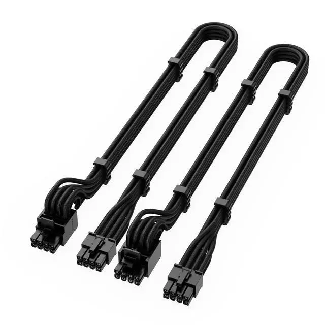 Alt view image 5 of 6 - X-Enlazar PSU Cable Kit for Thermaltake Power Supplies - 90-Degree Connectors, Individually Sleeved with Braiding & Combs, 16AWG Wire, 9-Piece Kit, Type-B PCIe GPU Connectors - Black