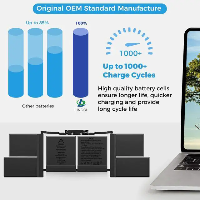 Alt view image 2 of 6 - A1990 Battery, A1953 Battery Replacement for MacBook Pro 15 Inch A1990 (Mid 2018 2019) (EMC 3215 3359)(Upgraded High Performance 7336mAh 83.6Wh 11.40V Li-Polymer)