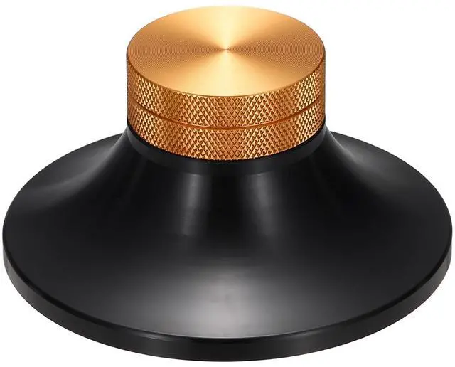 Main image of Vinyl Record Weight Stabilizer Record Clamp Weight Disc | 172g/6oz Stabilizer 3"x1.5" Aluminum Turntable Vibration Damper Reducer for LP Players,Black with Gold Knob
