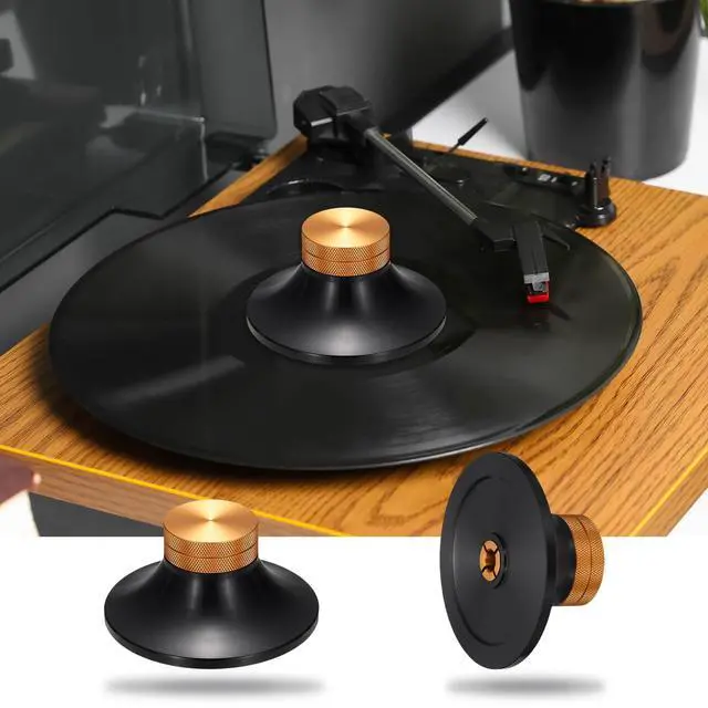 Alt view image 6 of 6 - Vinyl Record Weight Stabilizer Record Clamp Weight Disc | 172g/6oz Stabilizer 3"x1.5" Aluminum Turntable Vibration Damper Reducer for LP Players,Black with Gold Knob