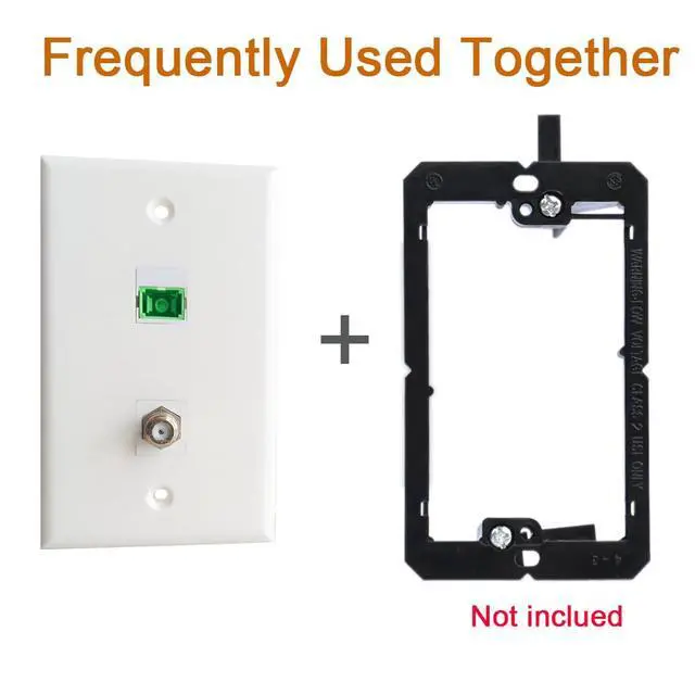 Alt view image 4 of 4 - SC/APC Fiber Optic and Coax Wall Plate - 1 Port Fiber Optical Keystone Jack, 1 Port Cable TV F Type Coaxial Connector - White