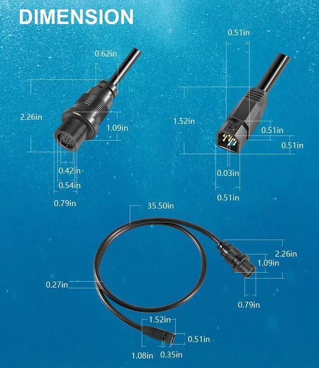 Alt view image 5 of 6 - 1852088 MKR-MI-1 Adapter Cable Compatible with Humminbird Helix 8, 9, 10, 12 or 15 Fish Finder