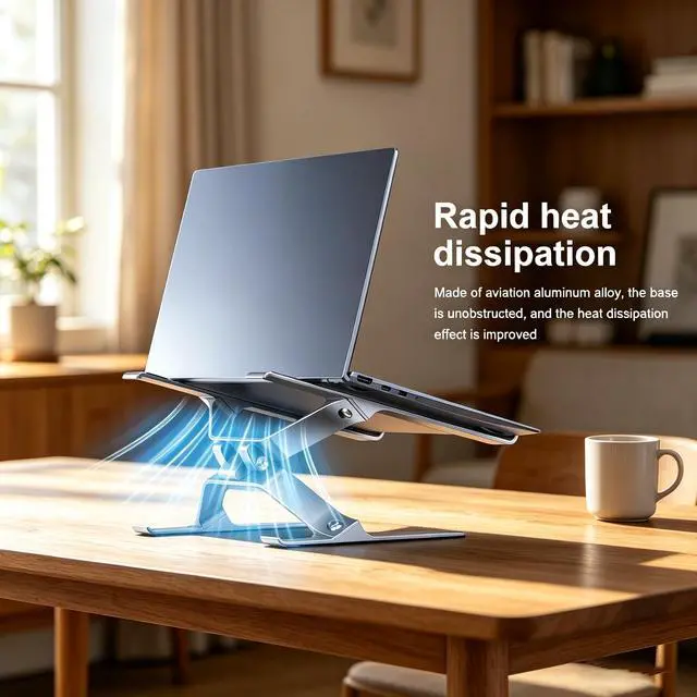 Alt view image 4 of 6 - Adjustable Laptop Stand for Desk, Portable Laptop Riser, Ergonomic Computer Notebook Holder for MacBook Pro Air, Dell XPS, HP, Lenovo (13.3-17.3'') (Silver)