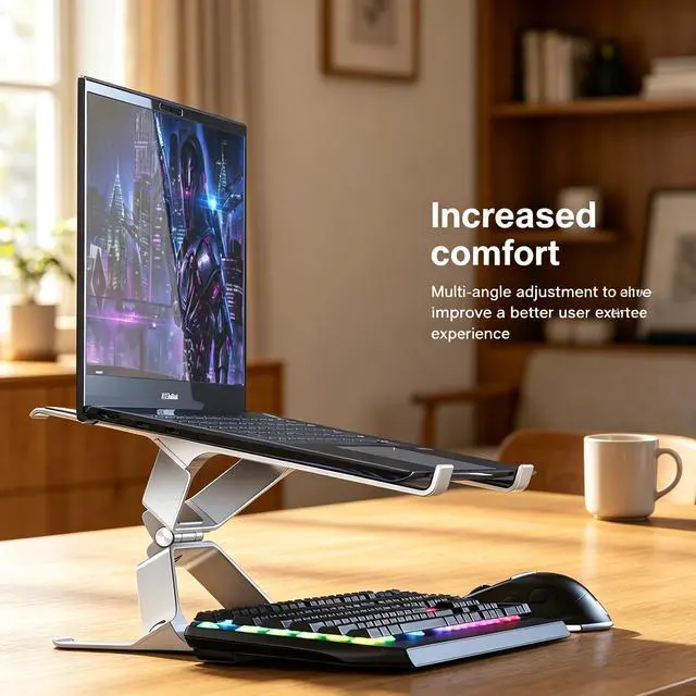 Alt view image 5 of 6 - Adjustable Laptop Stand for Desk, Portable Laptop Riser, Ergonomic Computer Notebook Holder for MacBook Pro Air, Dell XPS, HP, Lenovo (13.3-17.3'') (Silver)