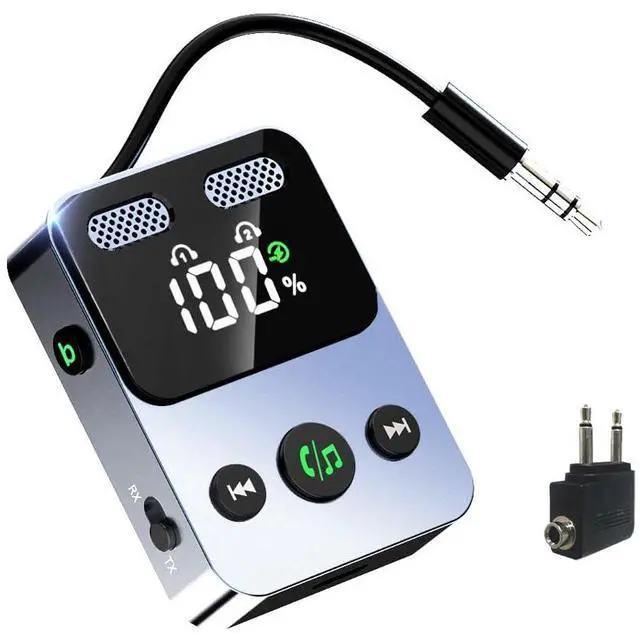 Main image of Bluetooth Transmitter Receiver, 2-in-1 Bluetooth 5.3 Adapter for TV, Airplane, Gym Equipment, Cars, PC, Supports to 2 Wireless Headphones, Cell Phones, Wireless Receiver for Car, Home Stereo