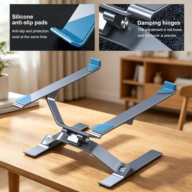 Alt view image 3 of 6 - Adjustable Laptop Stand for Desk, Portable Laptop Riser, Ergonomic Computer Notebook Holder for MacBook Pro Air, Dell XPS, HP, Lenovo (13.3-17.3'') (Gray)