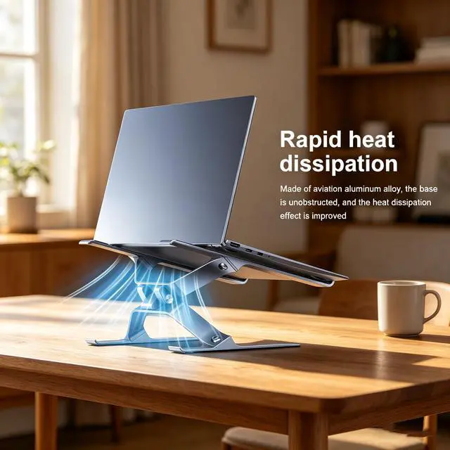 Alt view image 5 of 6 - Adjustable Laptop Stand for Desk, Portable Laptop Riser, Ergonomic Computer Notebook Holder for MacBook Pro Air, Dell XPS, HP, Lenovo (13.3-17.3'') (Gray)