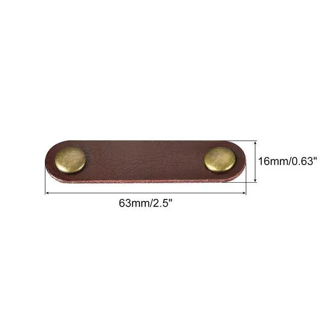Alt view image 2 of 6 - Pack of 15 Leather Cable Straps Cord Organizer 63x16mm Portable Cable Leather Clips Brown Earphone Cord Management for Cable, Wire