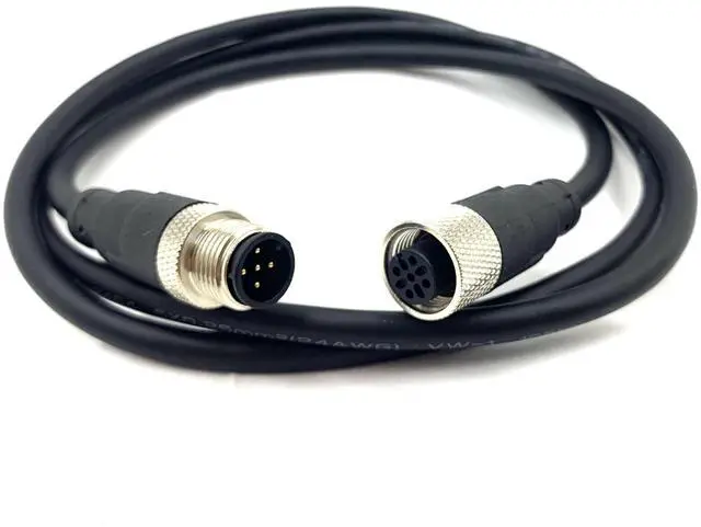Alt view image 2 of 6 - 16.4ft M12 5 Pins Male to Female Connector Cable, A Code Straight Profibus Cable Female to Male Electrical PVC Sensors Cable Industrial Molded Cable for Fieldbus Module AWG22 125V 4A (5 Meter)