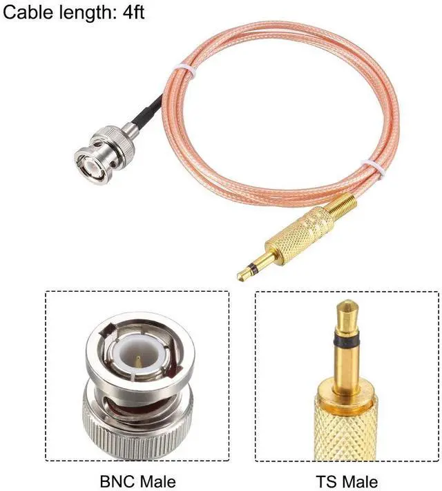 Alt view image 2 of 5 - BNC Male to 3.5mm (1/8") Mono TS Male Coaxial Power Audio Cable 50 ohm 4 ft