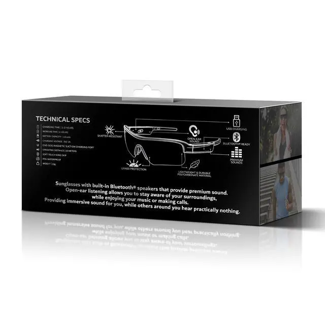 Alt view image 3 of 6 - Sun & Sound Smart Sunglasses Combine On Trend Classic Sunglasses with UV400 Protective Lenses and Built-In Bluetooth Premium Open Ear Speakers for Hands Free Communication - (SM-MED) SPORT/BLACK
