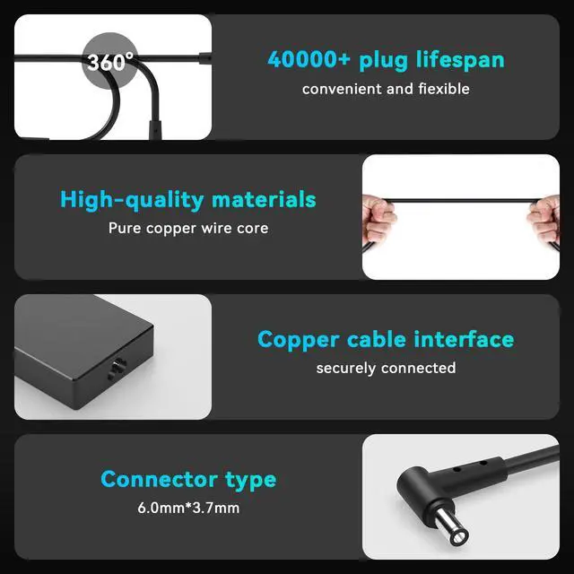 Alt view image 3 of 5 - 180W Laptop Charger Compatible with Asus Rog Zephyrus G14 GA401 G15 GA502 GA503 GM501 GU502,S GX531 GX701,Tuf F15 F17 A17 A15 FX505 FX506 FX706 FA706 FA506 Zenbook UX8402 6.0x3.7mm Power Cord