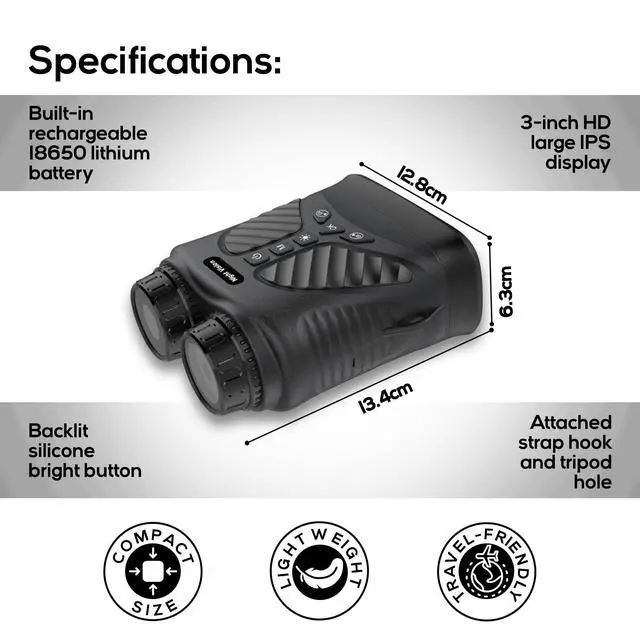 Alt view image 4 of 6 - Digital Binocular with Nigh Vision & Video Recording 2.K UDH Powerful Binoculars for Adults, Hunting, Bird Watching, Football Games, Stargazing, Camping, Concerts & Low Light Situation - Rechargeable