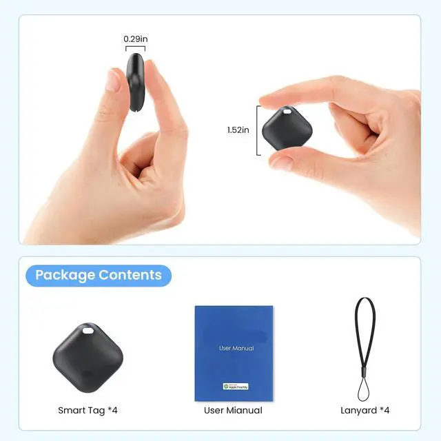 Alt view image 5 of 7 - Android Tracker Tags 4 Pack, Bluetooth Tracker Works with Google Find Hub, Android Only, Replaceable Battery, Water-Resistant Smart Tag Item Finder for Keys, Wallet, Luggage, Backpack