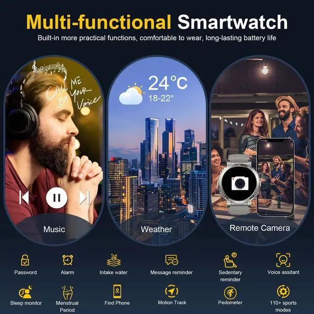 Alt view image 7 of 7 - 1.52" Smart Watches for Men Answer/Make Calls with 118 Sports Modes | Rugged Smartwatch, 5ATM Waterproof Fitness Watch,24/7 Heart Rate/BP/Sleep Tracker, Military Smart Watch for Android/iPhone
