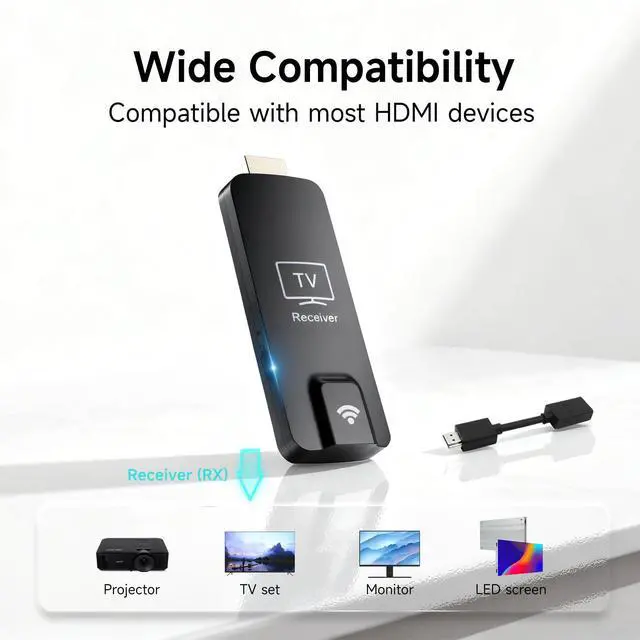 Alt view image 4 of 6 - Wireless HDMI Display Dongle Adapter, 1080P 5.8G/2.4G Wifi,Casting Audio/Video Receiver Device,for iphone,smart phone,tablet,pc,laptop to Monitor,Projector,TV,Airplay/Miracast Adapter Dongle