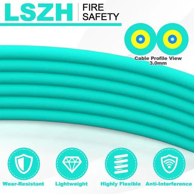 Alt view image 4 of 7 - 10FT LC to ST Fiber Patch Cable, OM3 Multimode Duplex Fiber Jumper | 10G/40G MM Duplex 50/125um Fiber Jumper Optical Patch Cord, LSZH Aqua for Transceivers, Switches and Routers