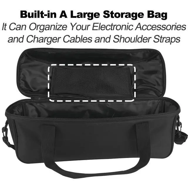 Alt view image 5 of 5 - Travel Case with Shoulder Strap for Boombox 3/2/1 Portable Waterproof Lightweight Speaker Carrying Storage Holder with Zipper Mesh Bag for Charger Adapter (Black)