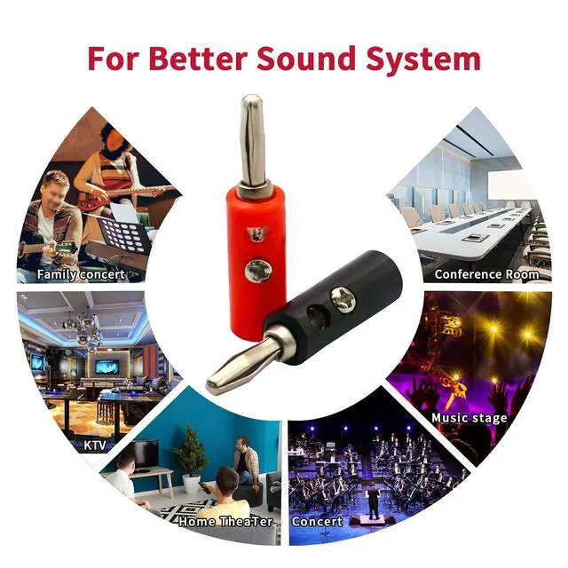 Alt view image 3 of 6 - 10Sets 4mm Audio Banana Speaker Wire Connectors 10Red 10Black | 10 sets (10 red + 10 black) 4mm audio banana plugs, secure reliable connection for speaker wire cables & electronic DIY use