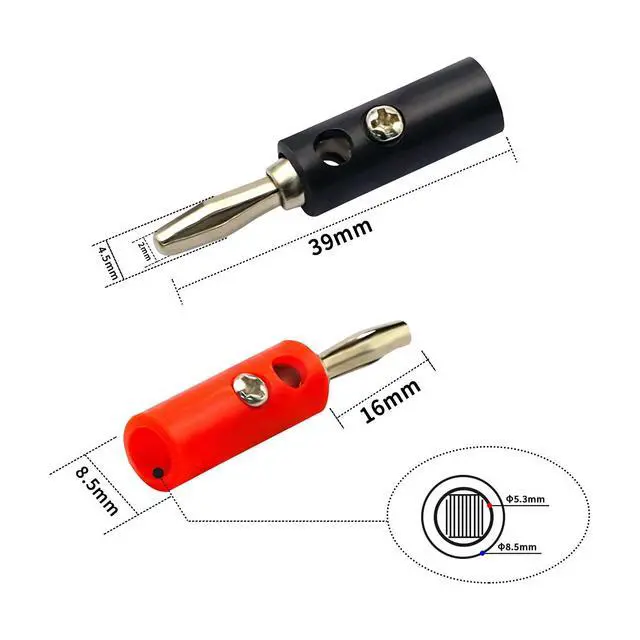 Alt view image 2 of 6 - 10Sets 4mm Audio Banana Speaker Wire Connectors 10Red 10Black | 10 sets (10 red + 10 black) 4mm audio banana plugs, secure reliable connection for speaker wire cables & electronic DIY use