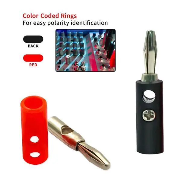 Alt view image 4 of 6 - 10Sets 4mm Audio Banana Speaker Wire Connectors 10Red 10Black | 10 sets (10 red + 10 black) 4mm audio banana plugs, secure reliable connection for speaker wire cables & electronic DIY use