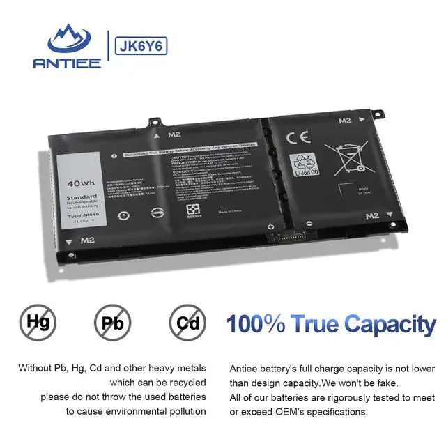 Alt view image 4 of 7 - JK6Y6 Laptop Battery for Dell Latitude 3120 3140 3410 3510/Vostro/Inspiron | Vostro 5300 5301 5401 5402 5501 5502, Inspiron 5300 5301 5401 5402 5408 5409 5501 5502 5508 5509/ 5400 2-in-1 5406 2-in-1