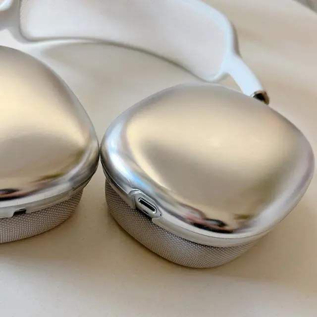 Alt view image 6 of 6 - Electroplated Silver Case for AirPods Max Headphones,Soft Skin Anti-Scratch for Women Men,Protective Cover for AirPods Max