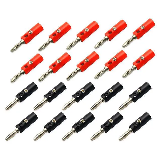 Alt view image 6 of 6 - 10Sets 4mm Audio Banana Speaker Wire Connectors 10Red 10Black | 10 sets (10 red + 10 black) 4mm audio banana plugs, secure reliable connection for speaker wire cables & electronic DIY use