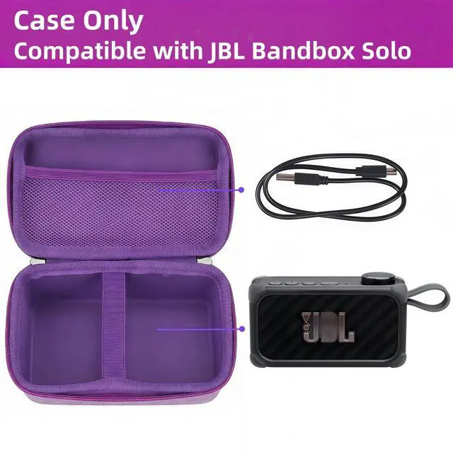 Alt view image 2 of 7 - Travel Case for JBL Bandbox Solo Portable Bluetooth Speaker, Hard EVA Protective Box with Wrist Strap & Carabiner (Only Case) (Purple)