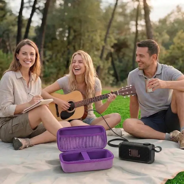 Alt view image 3 of 7 - Travel Case for JBL Bandbox Solo Portable Bluetooth Speaker, Hard EVA Protective Box with Wrist Strap & Carabiner (Only Case) (Purple)