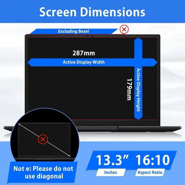Alt view image 2 of 6 - For 13.3 Inch 16:10 Laptop Privacy Screen Protector | Removable for Lenovo/HP/Dell/Acer/ASUS/Samsung & Other 13.3 Inch 16:10 Laptops Anti-fingerprint, Anti-Glare, Anti-scratch