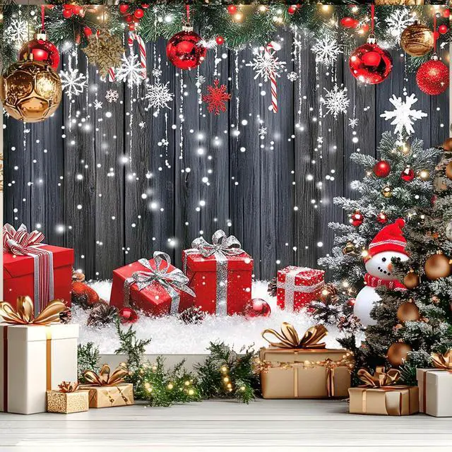 Main image of Snowman Christmas Backdrop Snowflake Decorations 8 x 6 FT | Christmas Backdrop Holiday Party Banner Snowman Decor Snowflake Display for Wall Photo Booth Home Winter
