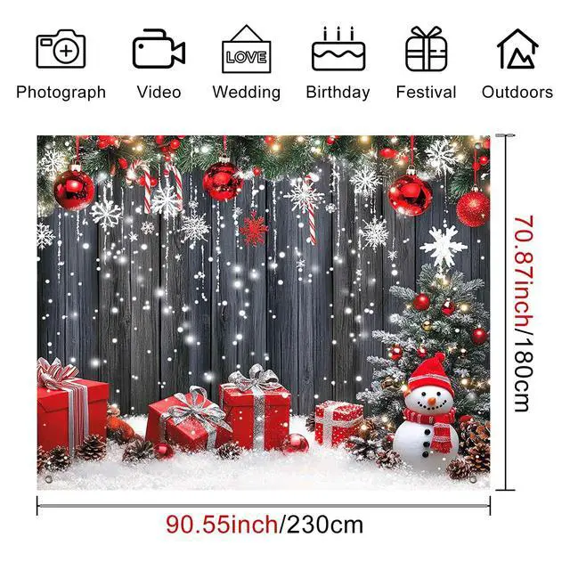 Alt view image 4 of 7 - Snowman Christmas Backdrop Snowflake Decorations 8 x 6 FT | Christmas Backdrop Holiday Party Banner Snowman Decor Snowflake Display for Wall Photo Booth Home Winter