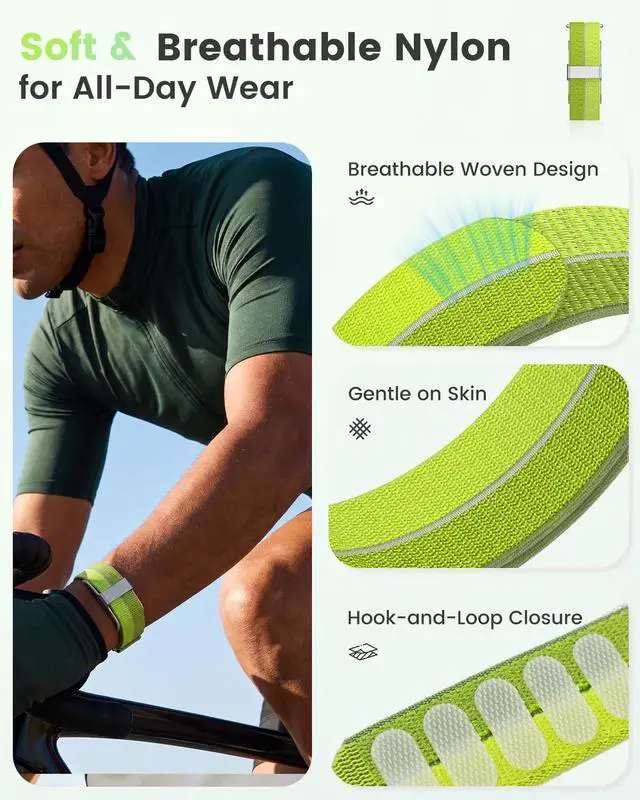 Alt view image 2 of 7 - 2 Pack Nylon Band Compatible with Hume Band Replacement Strap, Two-Tone Soft Breathable Adjustable Wrist Band for Hume Health Band 1.0 Strap Women Men