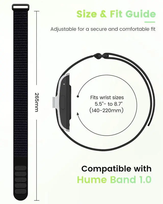 Alt view image 4 of 7 - 2 Pack Nylon Band Compatible with Hume Band Replacement Strap, Two-Tone Soft Breathable Adjustable Wrist Band for Hume Health Band 1.0 Strap Women Men
