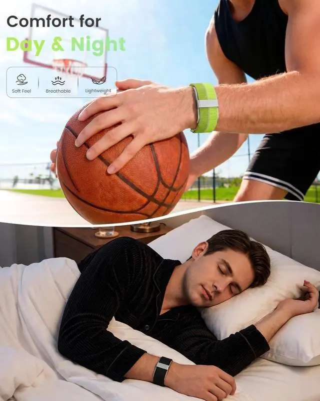 Alt view image 5 of 7 - 2 Pack Nylon Band Compatible with Hume Band Replacement Strap, Two-Tone Soft Breathable Adjustable Wrist Band for Hume Health Band 1.0 Strap Women Men