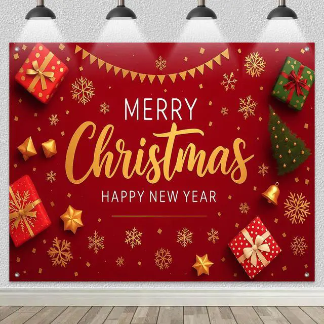 Alt view image 2 of 7 - Christmas Party Backdrop Event Decorations 8 x 6 FT | Christmas Backdrop Holiday Party Banner Winter Display Snowflake Decor for Photo Booth Home Wall Festive