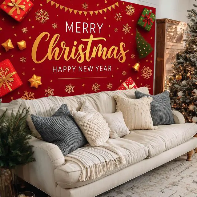 Alt view image 5 of 7 - Christmas Party Backdrop Event Decorations 8 x 6 FT | Christmas Backdrop Holiday Party Banner Winter Display Snowflake Decor for Photo Booth Home Wall Festive