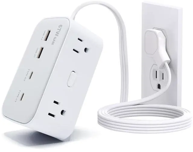 Main image of 67W Fast Charging Port Power Socket, 5.8 Feet Flat Extension Cord with 8 Outlets and 4 USB (2 USB-C) Fast Charging Ports, Essential for Office, Home, and Dormitory