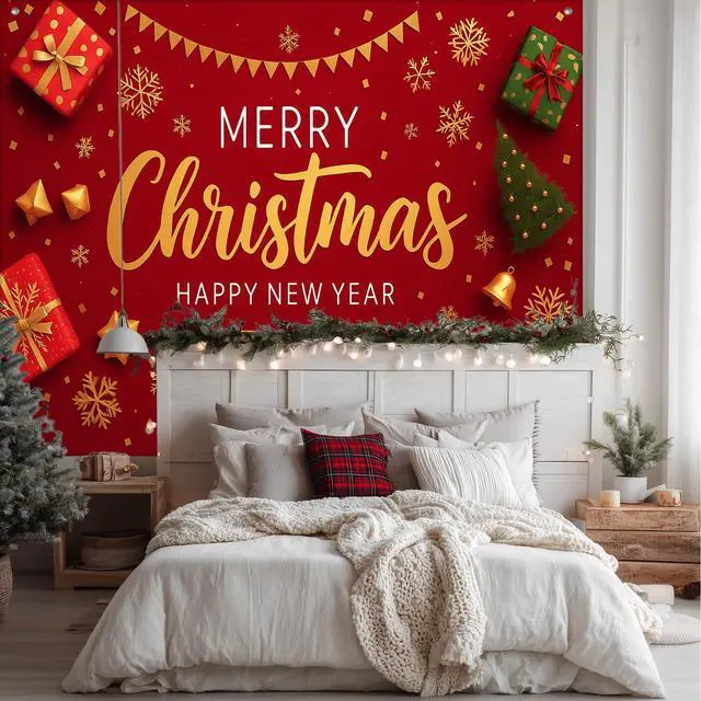 Alt view image 3 of 7 - Christmas Party Backdrop Event Decorations 8 x 6 FT | Christmas Backdrop Holiday Party Banner Winter Display Snowflake Decor for Photo Booth Home Wall Festive